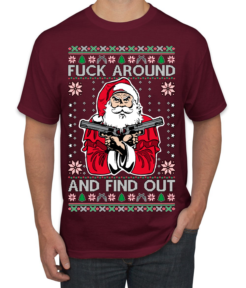 F Around And Find Out Santa, Christmas Gifts, Funny Xmas Gift Idea, Ugly Christmas Sweater Men's T-Shirt
