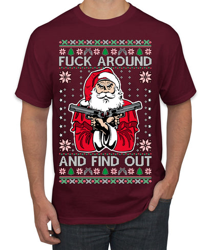 F Around And Find Out Santa, Christmas Gifts, Funny Xmas Gift Idea, Ugly Christmas Sweater Men's T-Shirt