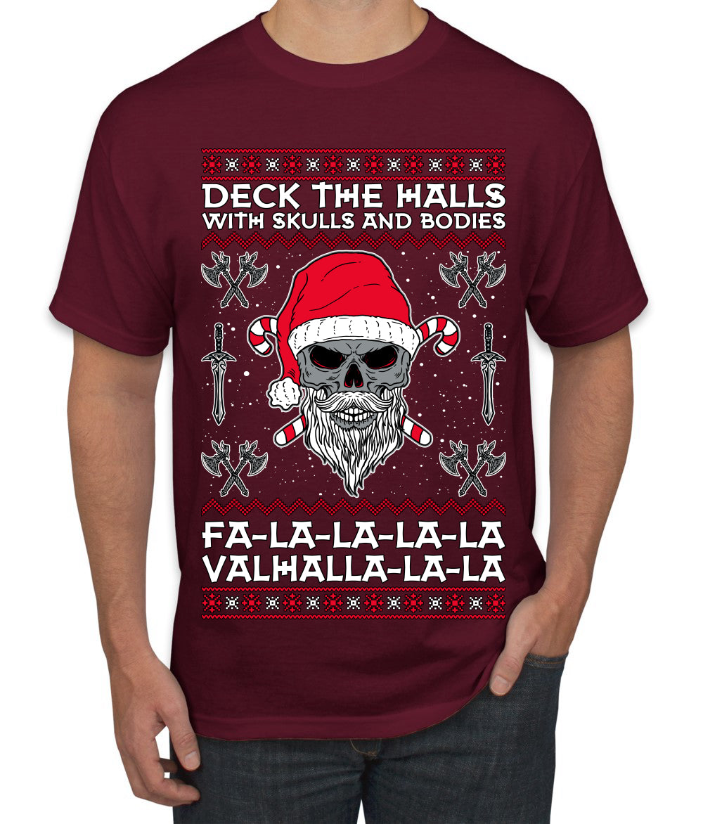 Valhalla Deck The Halls With Skulls & Bodies Movie Xmas Shirt, Christmas Gifts, Funny Xmas Gift Idea, Ugly Christmas Sweater Men's T-Shirt