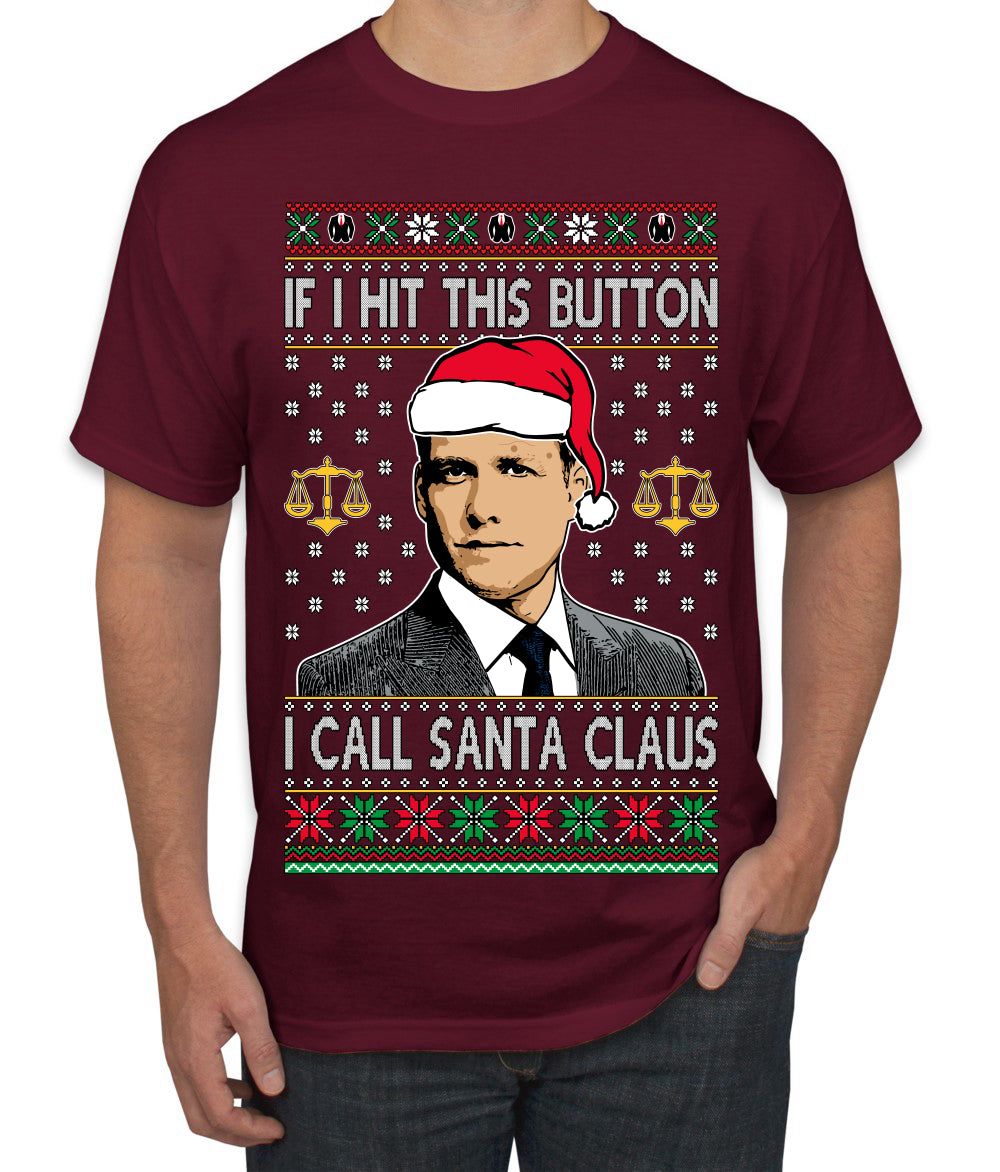 TV Show Parody Harvey Hit This Button I Call Santa Specter, Christmas Gifts, Funny Xmas Gift Idea, Ugly Christmas Sweater Men's T-Shirt