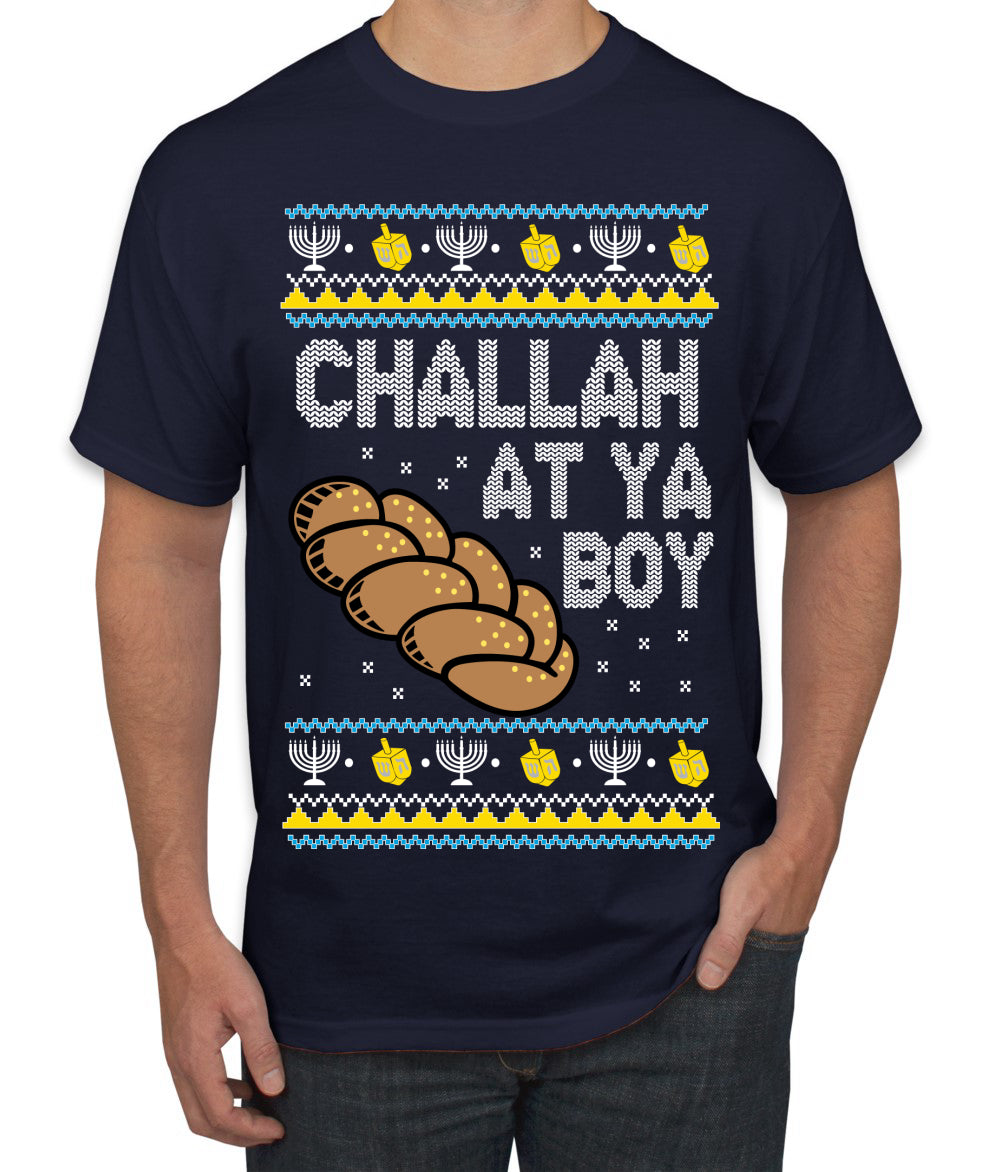 Challah At Ya Boy, Hanukkah Christmas Gifts, Funny Xmas Gift Idea, Ugly Christmas  Men's T-Shirt