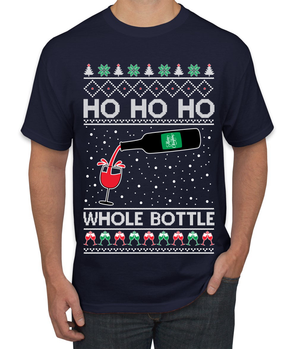 Ho Ho Ho Whole Bottle Wine Spirits, Christmas Gifts, Funny Xmas Gift Idea, Ugly Christmas  Men's T-Shirt
