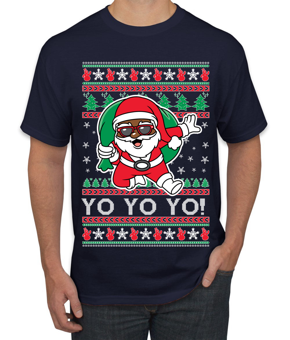 Yo Yo Yo Black Santa, Christmas Gifts, Funny Xmas Gift Idea, Ugly Christmas  Men's T-Shirt