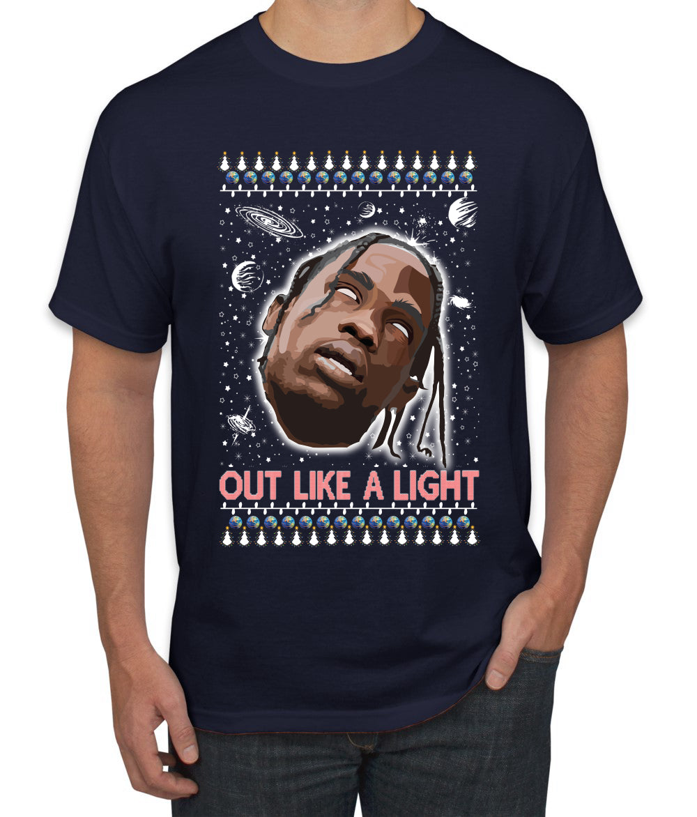 Out Like a Light, Christmas Gifts, Funny Xmas Gift Idea, Ugly Christmas Sweater Men's T-Shirt