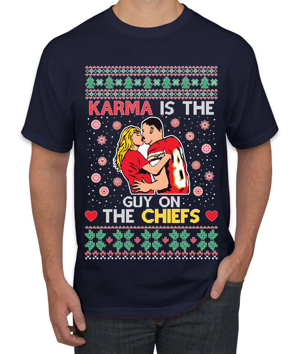 Karma is the Guy on the Football Team, Christmas Gifts, Funny Xmas Gift Idea, Ugly Christmas  Men's T-Shirt
