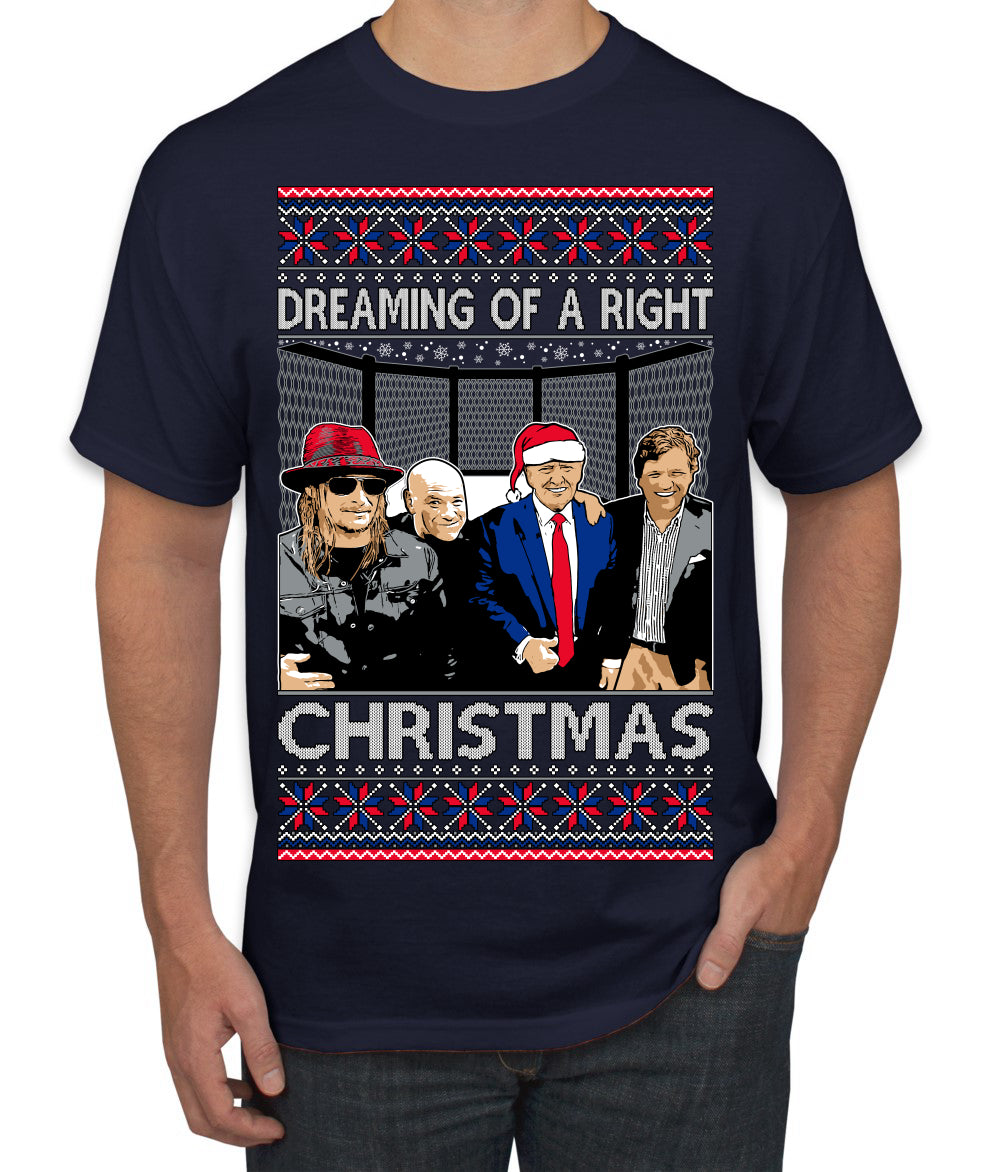 Dreaming Of A Right Christmas, Trump 2024 ,  Christmas Gifts, Funny Xmas Gift Idea, Ugly Christmas Sweater Men's T-Shirt