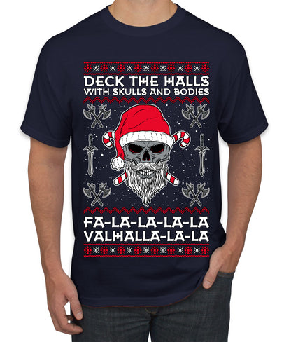 Valhalla Deck The Halls With Skulls & Bodies Movie Xmas Shirt, Christmas Gifts, Funny Xmas Gift Idea, Ugly Christmas Sweater Men's T-Shirt