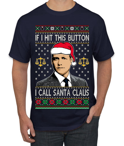 TV Show Parody Harvey Hit This Button I Call Santa Specter, Christmas Gifts, Funny Xmas Gift Idea, Ugly Christmas Sweater Men's T-Shirt
