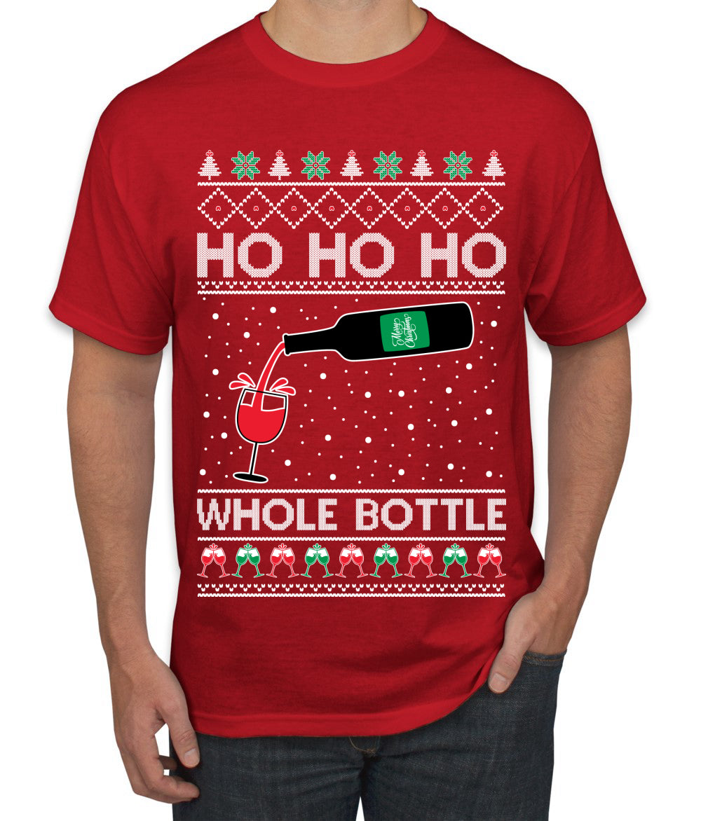 Ho Ho Ho Whole Bottle Wine Spirits, Christmas Gifts, Funny Xmas Gift Idea, Ugly Christmas  Men's T-Shirt