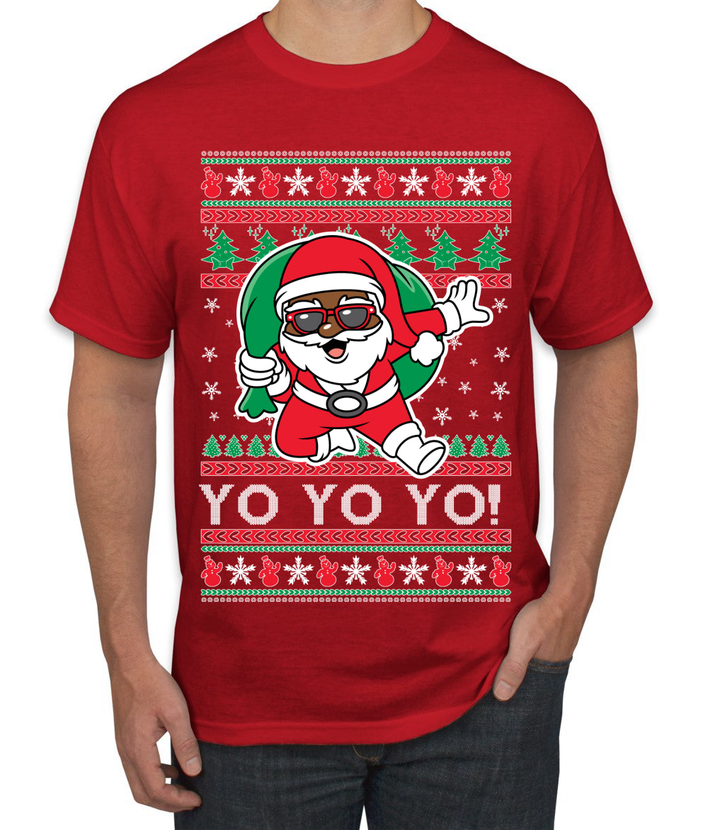 Yo Yo Yo Black Santa, Christmas Gifts, Funny Xmas Gift Idea, Ugly Christmas  Men's T-Shirt