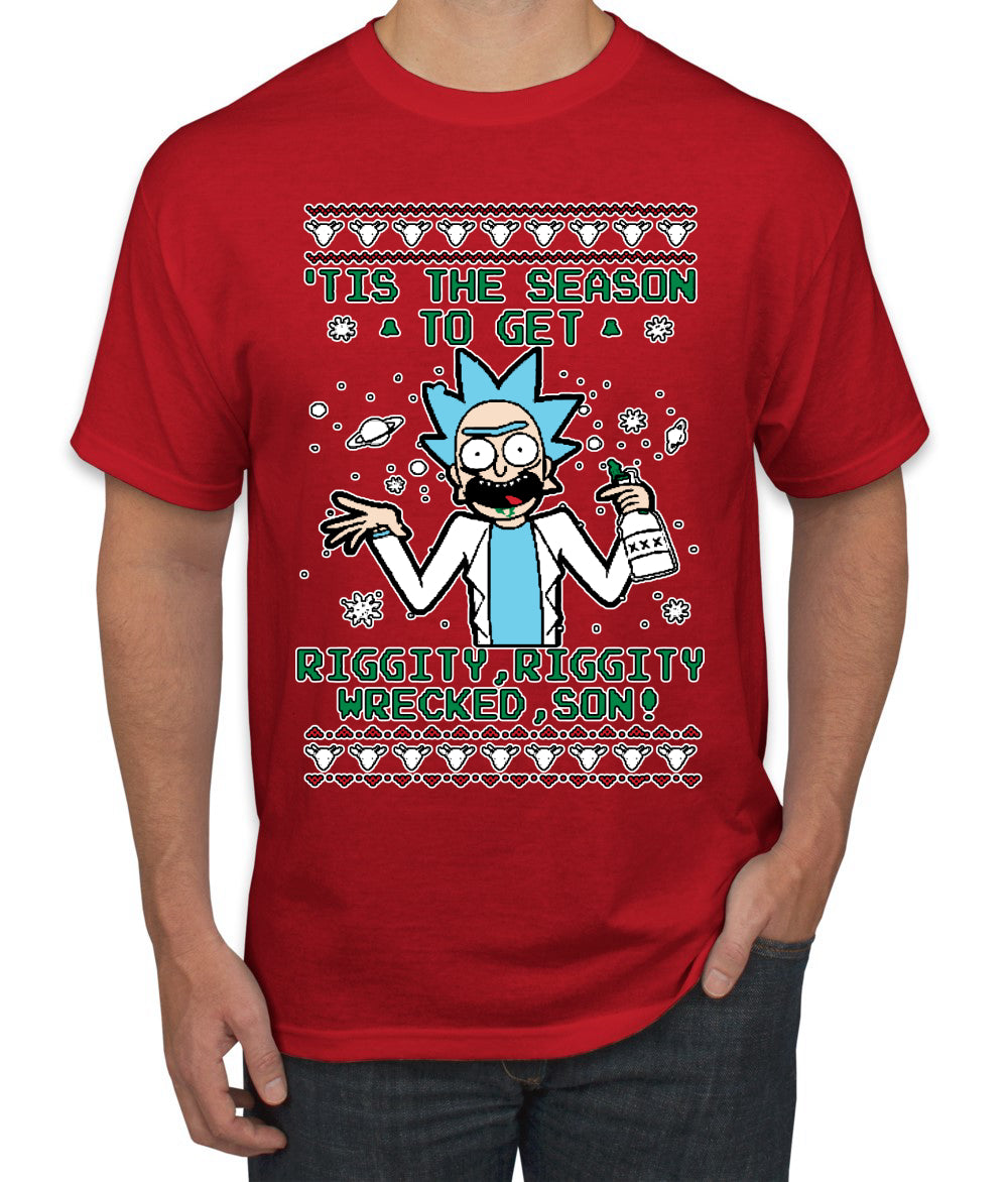 Tis The Season To Get Riggity, Riggity Wrecked, Son! Anime, Christmas Gifts, Funny Xmas Gift Idea, Ugly Christmas Sweater Men's T-Shirt