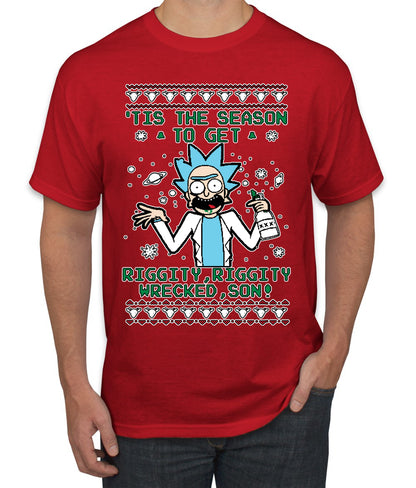 Tis The Season To Get Riggity, Riggity Wrecked, Son! Anime, Christmas Gifts, Funny Xmas Gift Idea, Ugly Christmas Sweater Men's T-Shirt