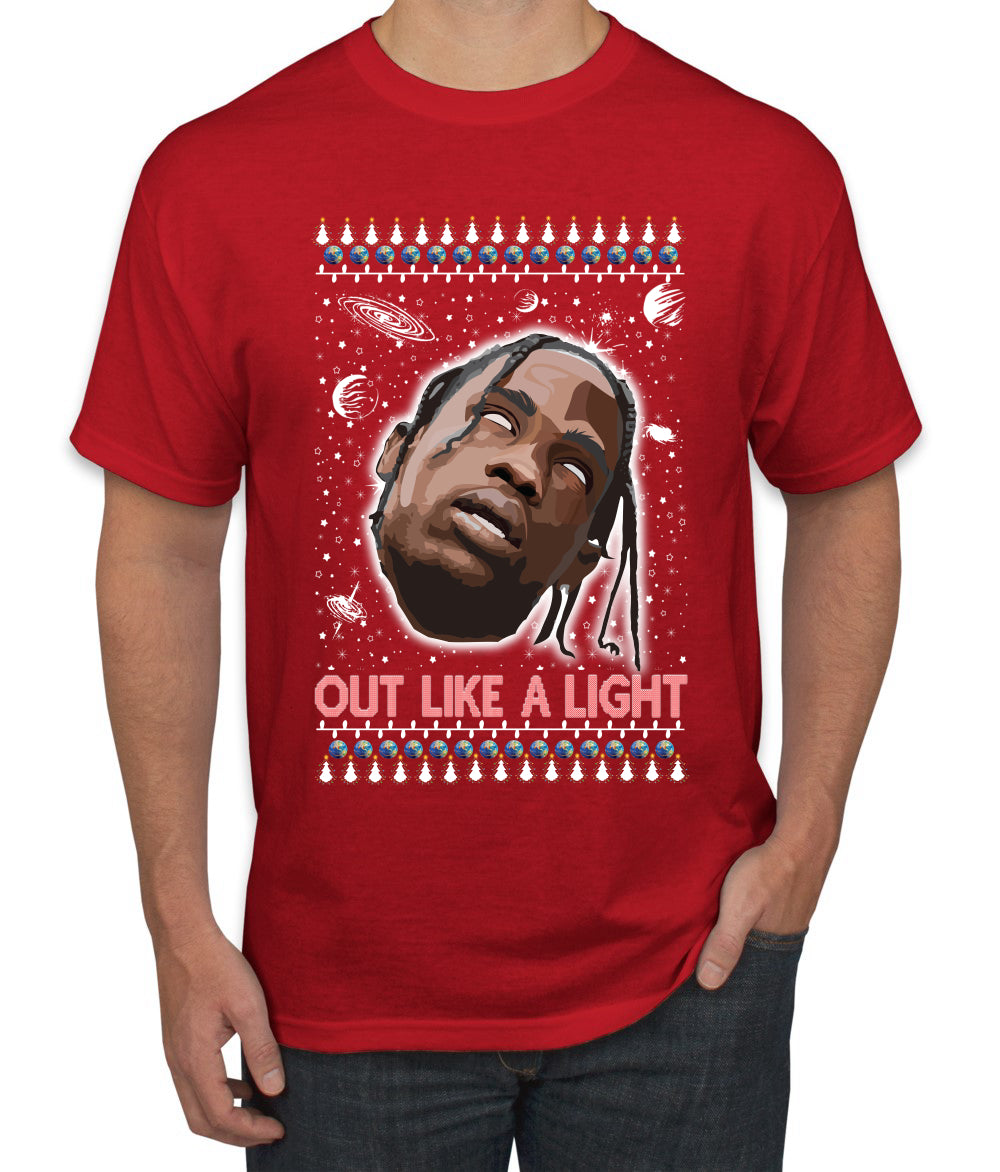 Out Like a Light, Christmas Gifts, Funny Xmas Gift Idea, Ugly Christmas Sweater Men's T-Shirt