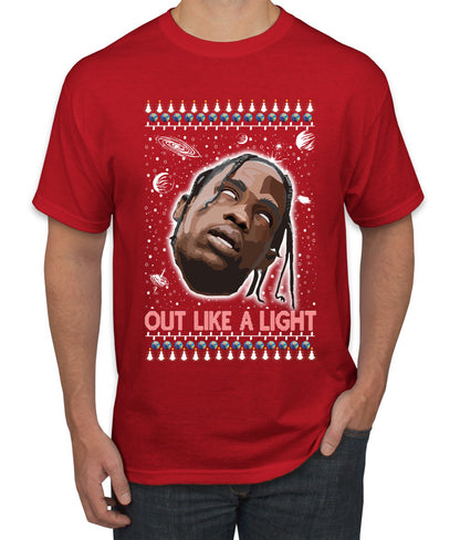 Out Like a Light, Christmas Gifts, Funny Xmas Gift Idea, Ugly Christmas Sweater Men's T-Shirt