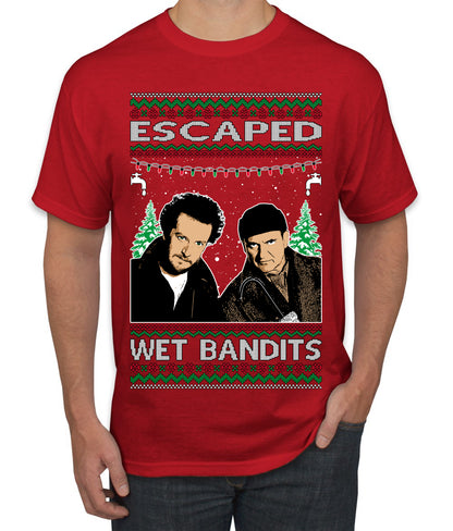 Escaped Bandits Classic Home Holiday Movie, Christmas Gifts, Funny Xmas Gift Idea, Ugly Christmas Sweater Men's T-Shirt