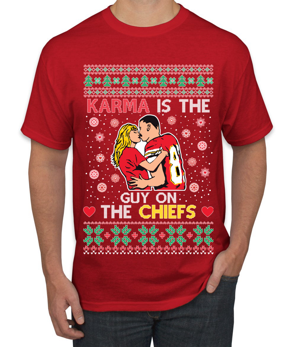 Karma is the Guy on the Football Team, Christmas Gifts, Funny Xmas Gift Idea, Ugly Christmas  Men's T-Shirt