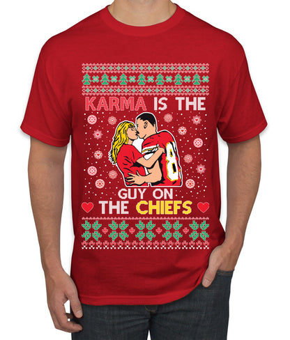 Karma is the Guy on the Football Team, Christmas Gifts, Funny Xmas Gift Idea, Ugly Christmas  Men's T-Shirt