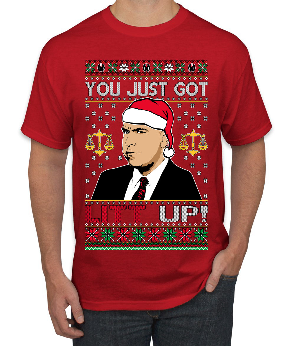 Just Got Litt Up Louis, TV Series, Christmas Gifts, Funny Xmas Gift Idea, Ugly Christmas Sweater Men's T-Shirt