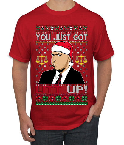 Just Got Litt Up Louis, TV Series, Christmas Gifts, Funny Xmas Gift Idea, Ugly Christmas Sweater Men's T-Shirt