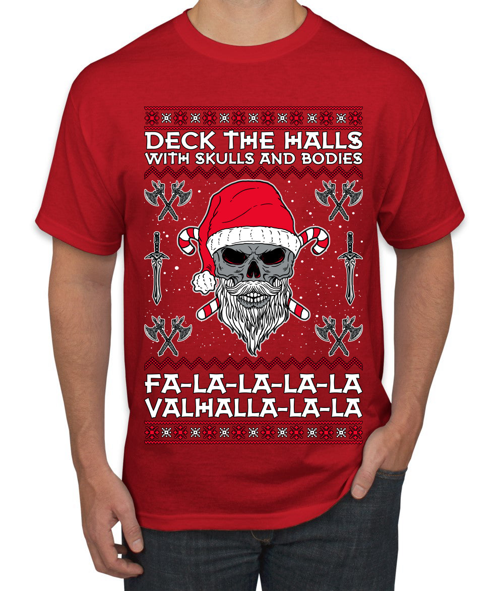 Valhalla Deck The Halls With Skulls & Bodies Movie Xmas Shirt, Christmas Gifts, Funny Xmas Gift Idea, Ugly Christmas Sweater Men's T-Shirt