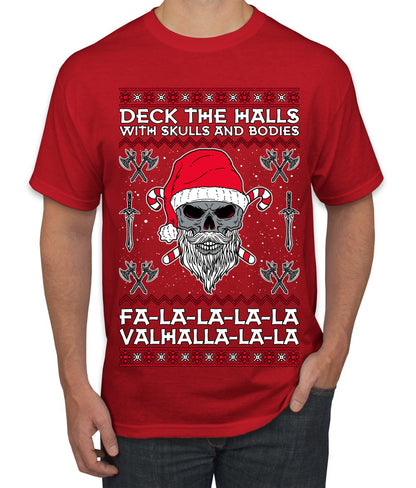 Valhalla Deck The Halls With Skulls & Bodies Movie Xmas Shirt, Christmas Gifts, Funny Xmas Gift Idea, Ugly Christmas Sweater Men's T-Shirt