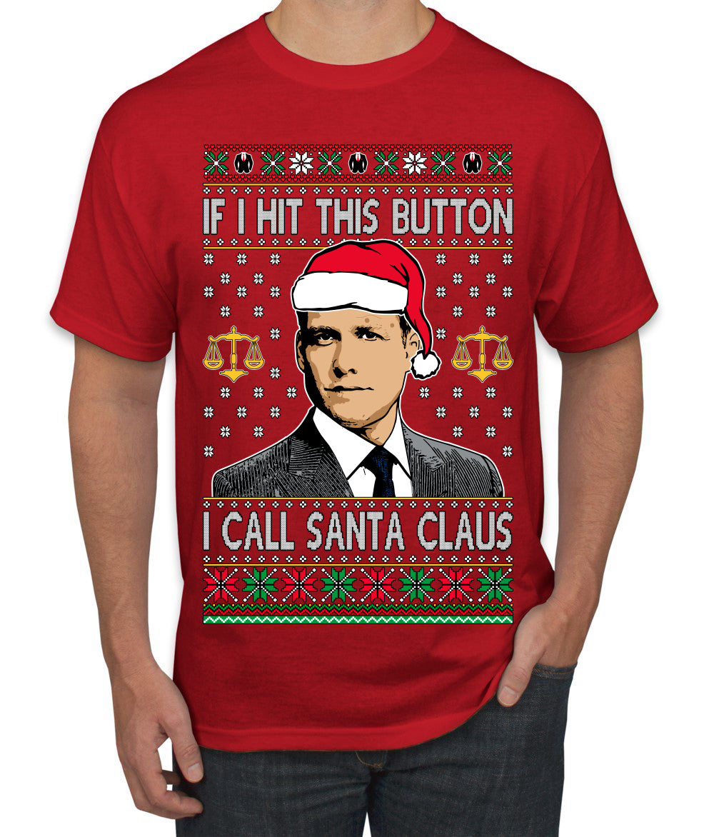 TV Show Parody Harvey Hit This Button I Call Santa Specter, Christmas Gifts, Funny Xmas Gift Idea, Ugly Christmas Sweater Men's T-Shirt