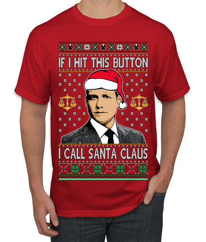 TV Show Parody Harvey Hit This Button I Call Santa Specter, Christmas Gifts, Funny Xmas Gift Idea, Ugly Christmas Sweater Men's T-Shirt