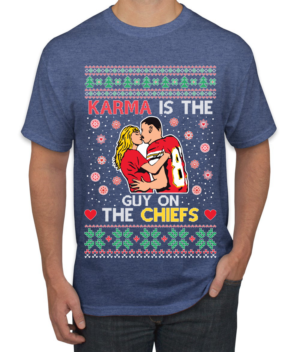 Karma is the Guy on the Football Team, Christmas Gifts, Funny Xmas Gift Idea, Ugly Christmas  Men's T-Shirt