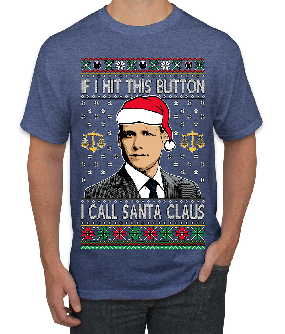 TV Show Parody Harvey Hit This Button I Call Santa Specter, Christmas Gifts, Funny Xmas Gift Idea, Ugly Christmas Sweater Men's T-Shirt