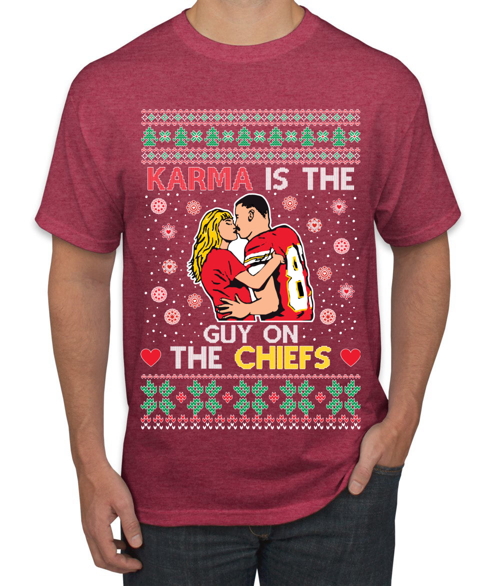 Karma is the Guy on the Football Team, Christmas Gifts, Funny Xmas Gift Idea, Ugly Christmas  Men's T-Shirt