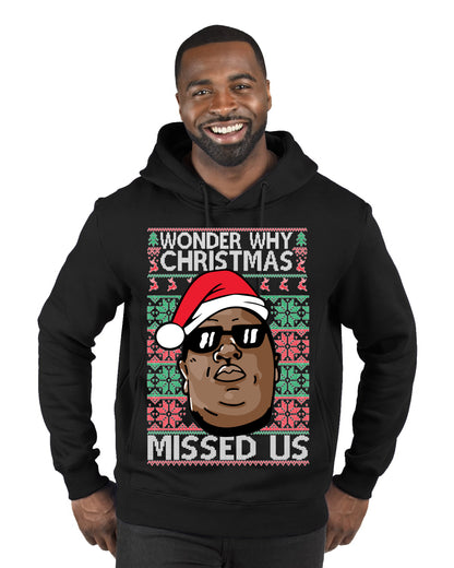Funny Biggie Wonder Why Christmas Missed Us, Christmas Gifts, Funny Xmas Gift Idea, Ugly Christmas Sweater Premium Graphic Hoodie Sweatshirt