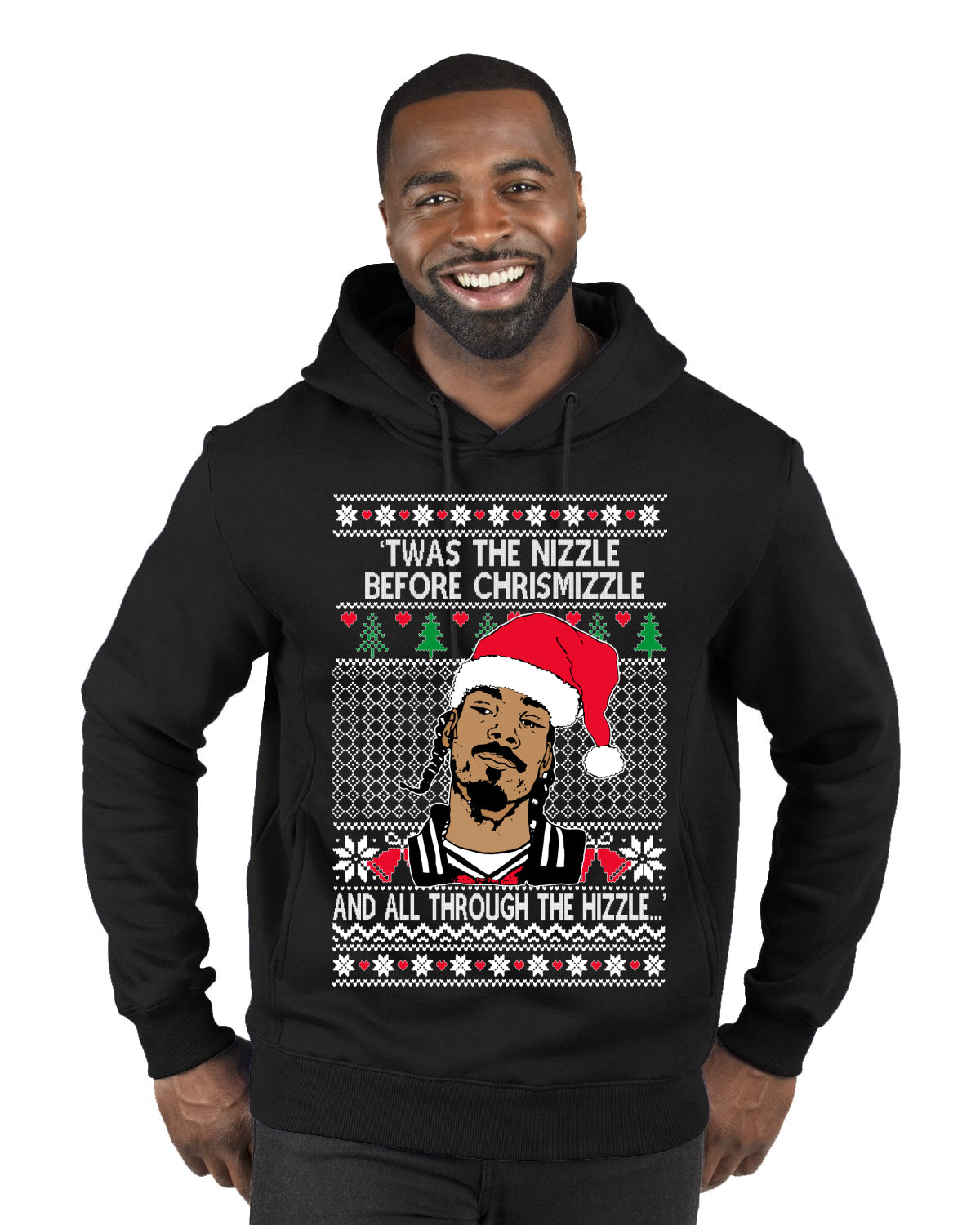 Twas The Nizzle Before Chrismizzle And All Through The Wizzle White, Christmas Gifts, Funny Xmas Gift Idea, Ugly Christmas Sweater Premium Graphic Hoodie Sweatshirt