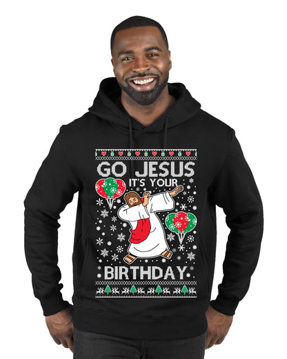 Go Jesus It's Your Birthday, Jesus Birthday, Christmas Gifts, Funny Xmas Gift Idea, Ugly Christmas  Premium Graphic Hoodie Sweatshirt