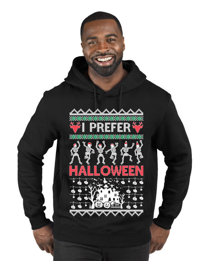 I Prefer Halloween Dancing Skeletons, Xmas Dancers, Christmas Gifts, Funny Xmas Gift Idea, Ugly Christmas  Premium Graphic Hoodie Sweatshirt