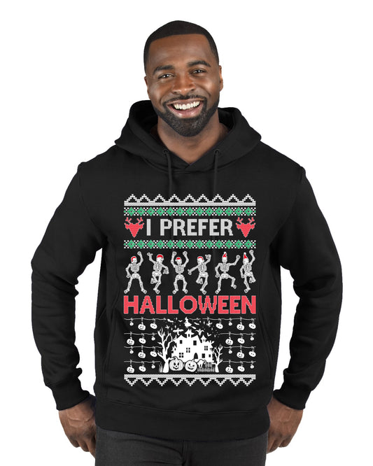 I Prefer Halloween Dancing Skeletons, Xmas Dancers, Christmas Gifts, Funny Xmas Gift Idea, Ugly Christmas  Premium Graphic Hoodie Sweatshirt