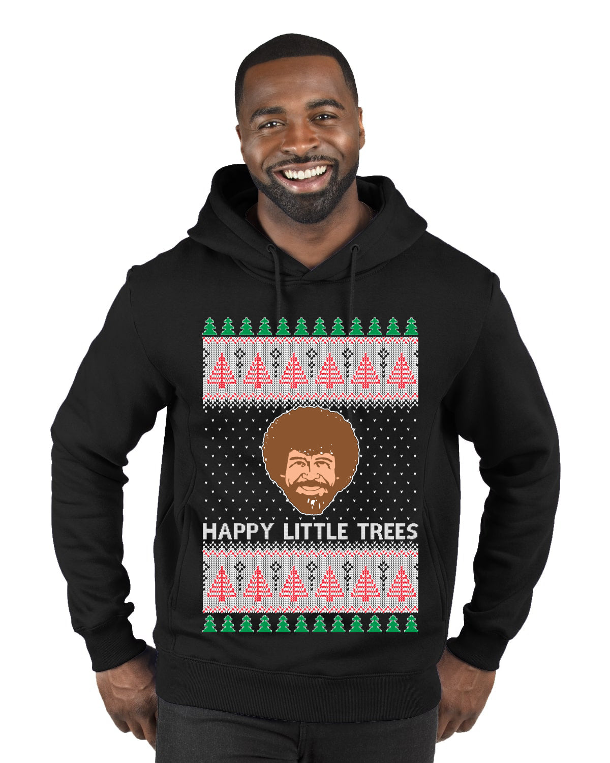 Bob Happy Little Trees Ross Painter, Christmas Gifts, Funny Xmas Gift Idea, Ugly Christmas  Premium Graphic Hoodie Sweatshirt