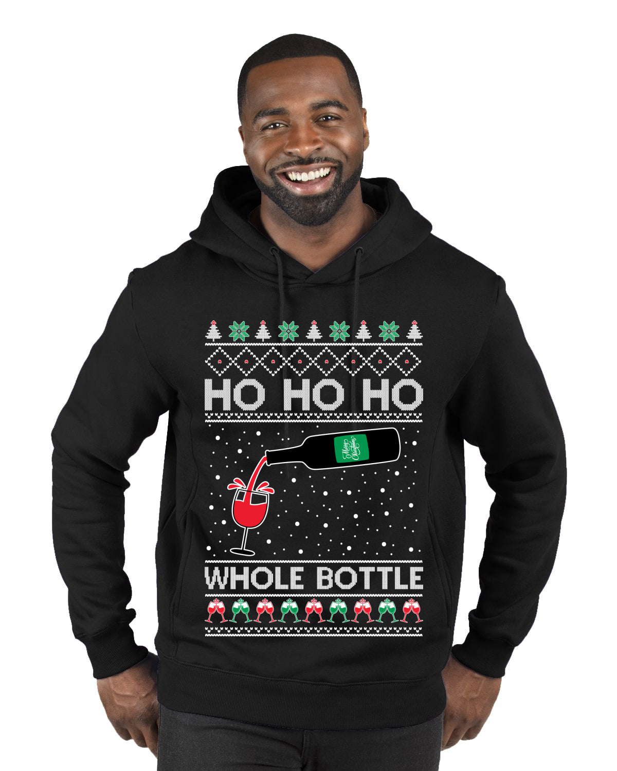Ho Ho Ho Whole Bottle Wine Spirits, Christmas Gifts, Funny Xmas Gift Idea, Ugly Christmas  Premium Graphic Hoodie Sweatshirt