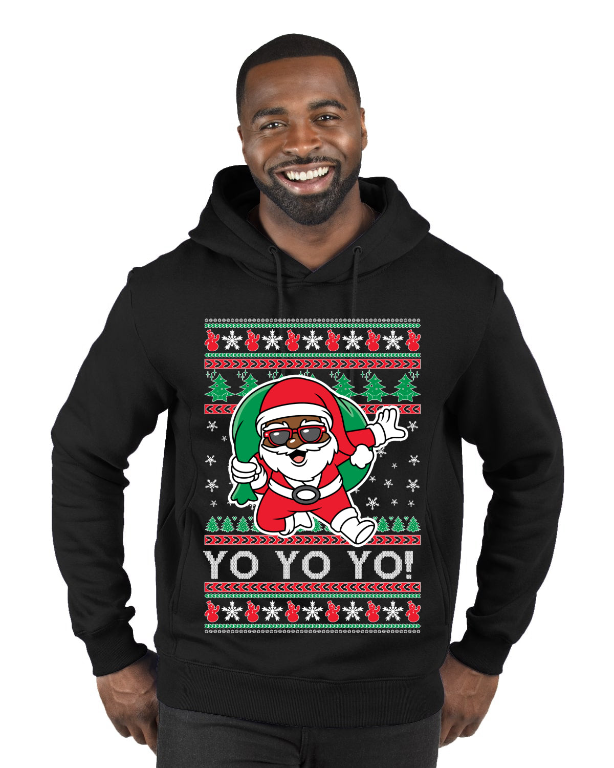 Yo Yo Yo Black Santa, Christmas Gifts, Funny Xmas Gift Idea, Ugly Christmas  Premium Graphic Hoodie Sweatshirt