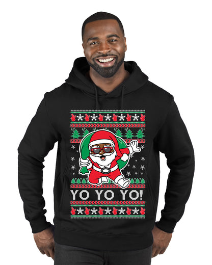 Yo Yo Yo Black Santa, Christmas Gifts, Funny Xmas Gift Idea, Ugly Christmas  Premium Graphic Hoodie Sweatshirt