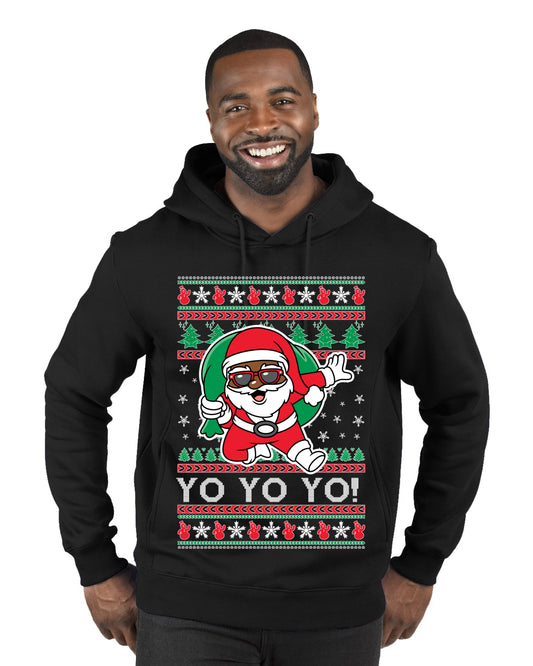 Yo Yo Yo Black Santa, Christmas Gifts, Funny Xmas Gift Idea, Ugly Christmas  Premium Graphic Hoodie Sweatshirt