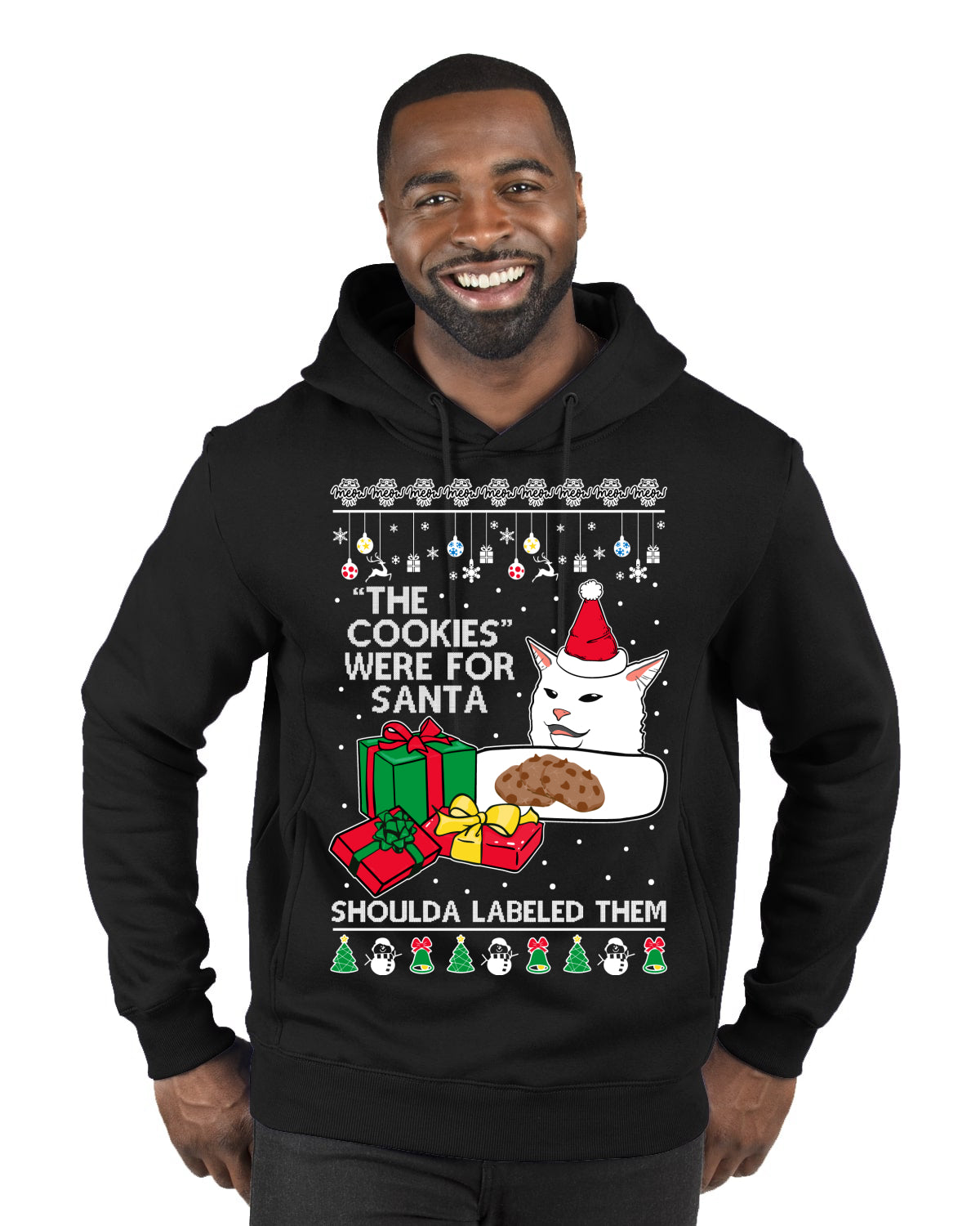 Cat Meme The Cookies Were For Santa Cute Xmas Meme, Christmas Gifts, Funny Xmas Gift Idea, Ugly Christmas Sweater Premium Graphic Hoodie Sweatshirt