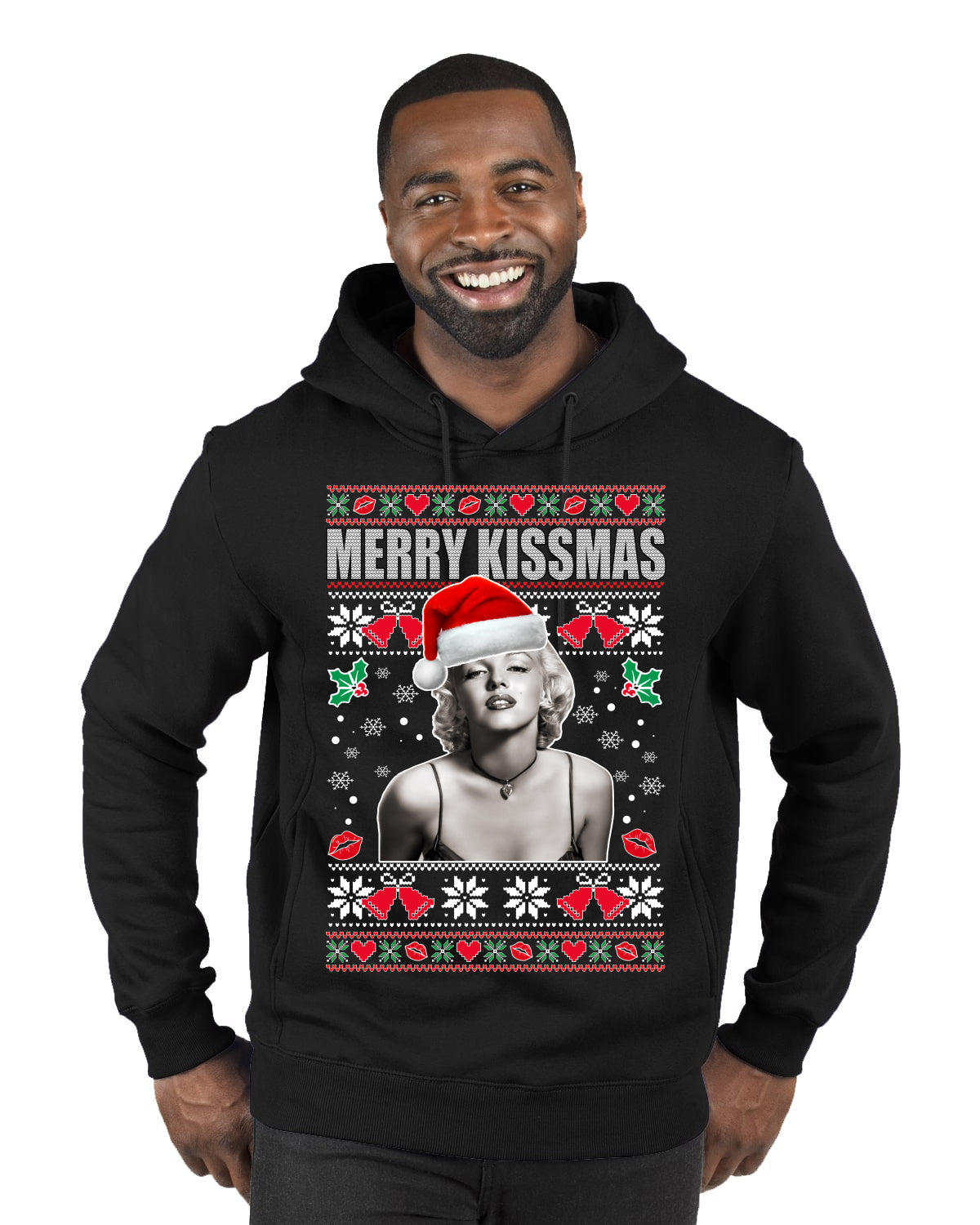 Merry Kissmas Marilyn Monroe, Christmas Gifts, Funny Xmas Gift Idea, Ugly Christmas Sweater Premium Graphic Hoodie Sweatshirt