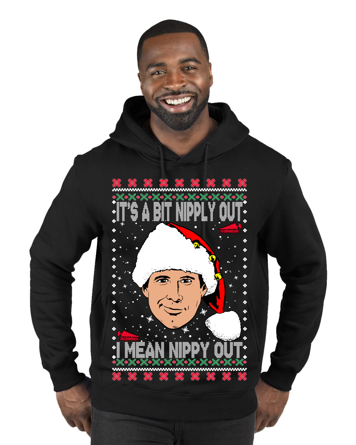 Clark G It's A Bit Nipply Out, Christmas Gifts, Funny Xmas Gift Idea, Ugly Christmas Sweater Premium Graphic Hoodie Sweatshirt