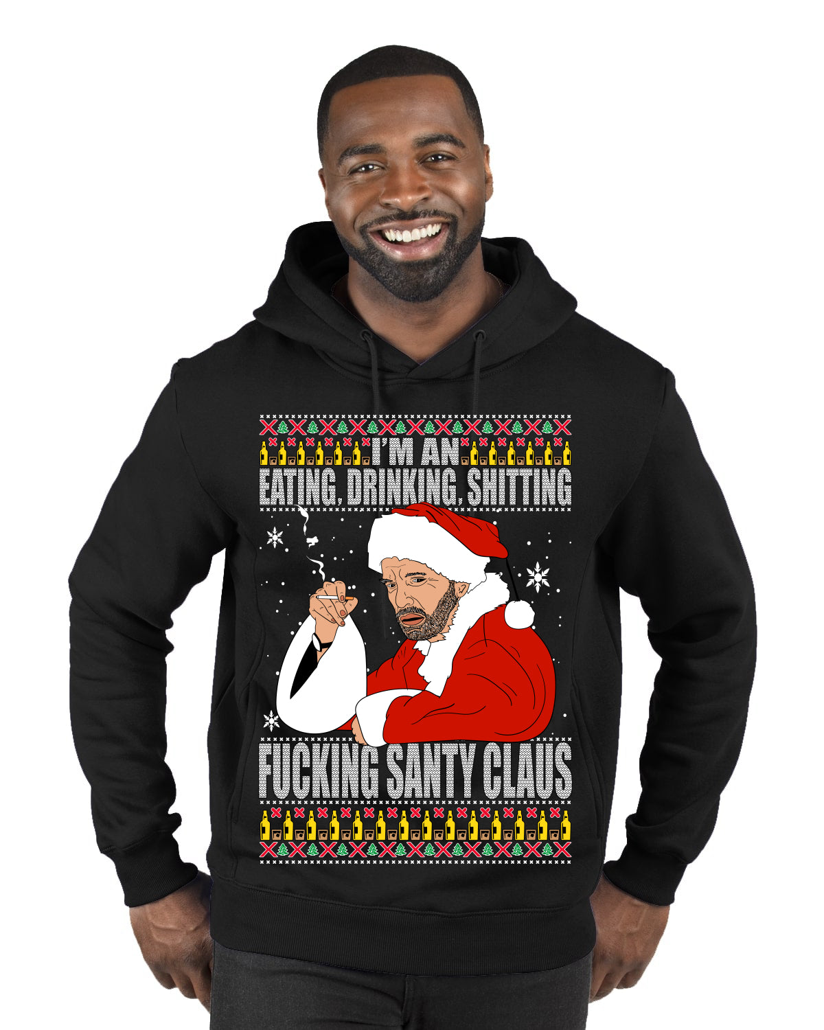 Bad Santa Fucking Santy Claus, Christmas Gifts, Funny Xmas Gift Idea, Ugly Christmas Sweater Premium Graphic Hoodie Sweatshirt