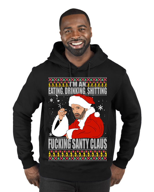 Bad Santa Fucking Santy Claus, Christmas Gifts, Funny Xmas Gift Idea, Ugly Christmas Sweater Premium Graphic Hoodie Sweatshirt