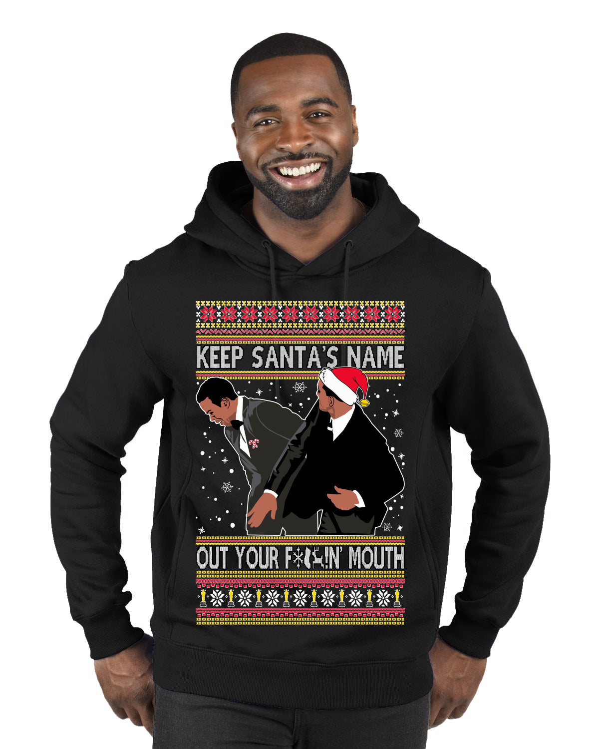 Will Smith Chris Rock Slap Christmas Sweater Clean, Christmas Gifts, Funny Xmas Gift Idea,  Ugly Christmas Sweater Premium Graphic Hoodie Sweatshirt