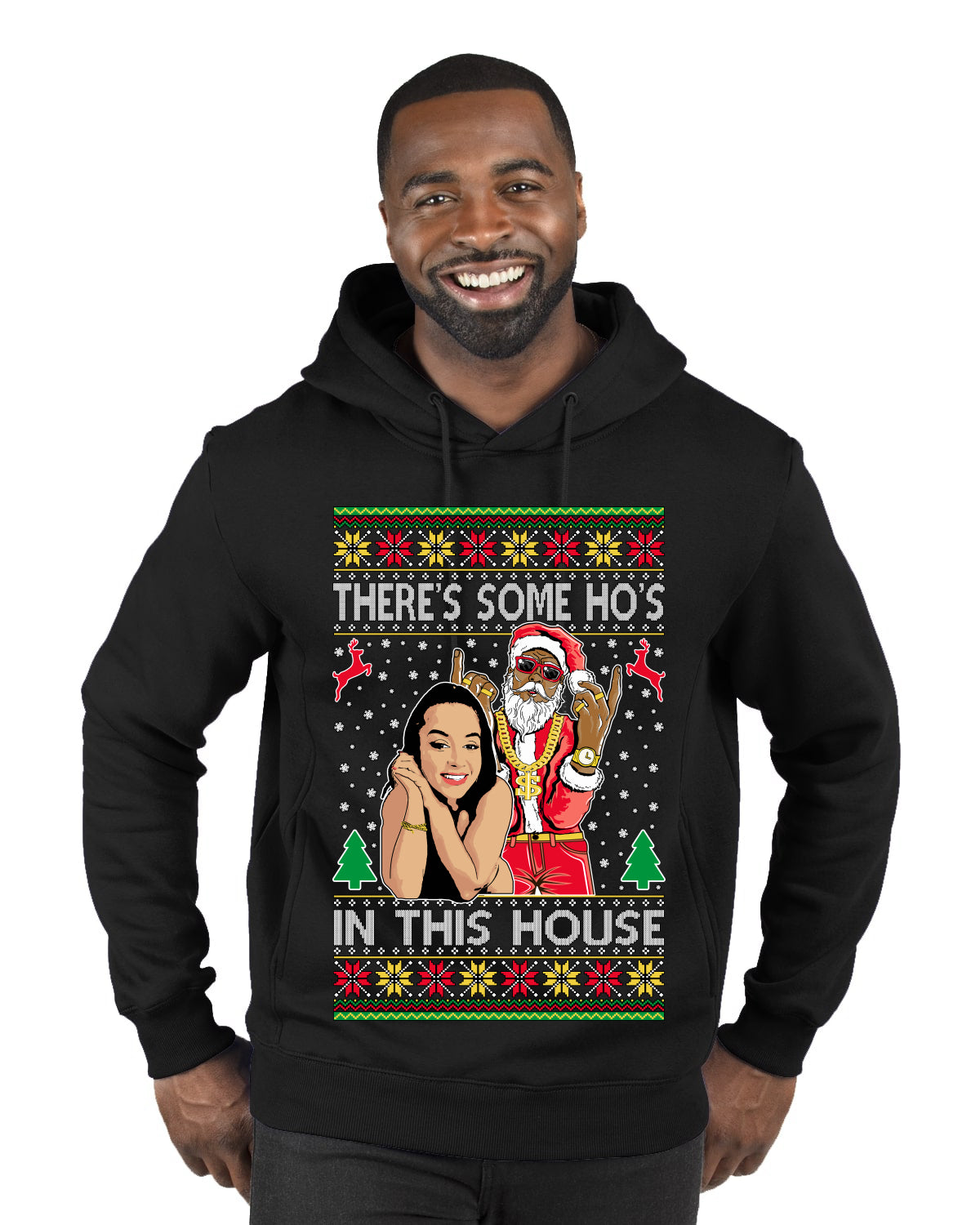 Santa the Plug Hos In This House , Merry Christmas Tee, Ugly Christmas,  Sweater Premium Graphic Hoodie Sweatshirt