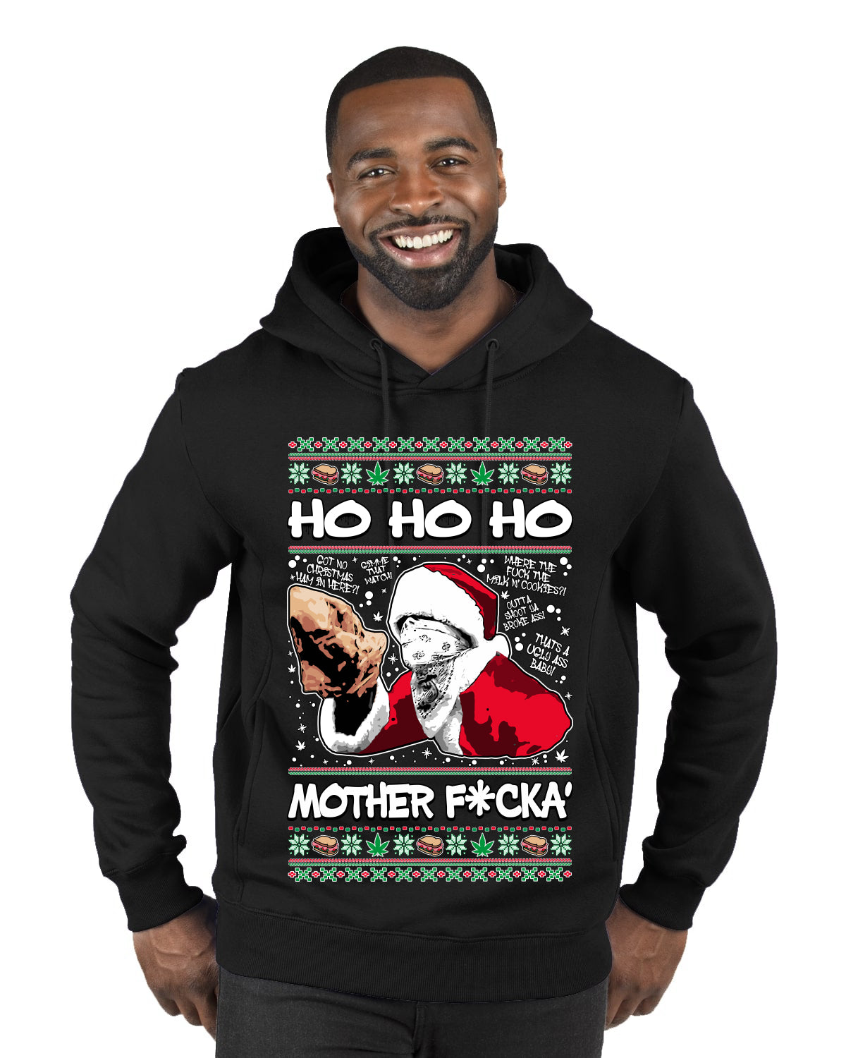 Friday Hood Santa , Merry Christmas Tee, Ugly Christmas,  Sweater Premium Graphic Hoodie Sweatshirt