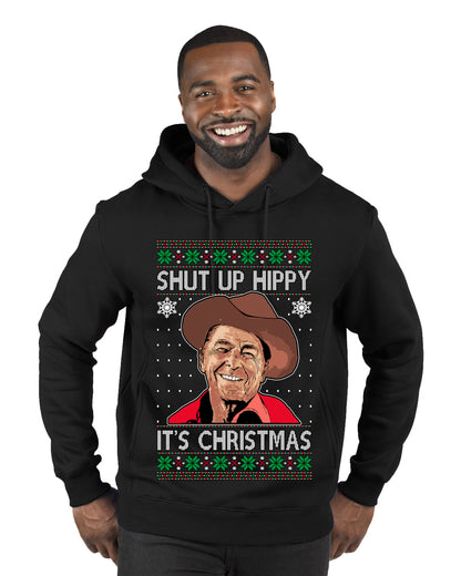 Shut Up Hippy It's Christmas , Merry Christmas Tee, Ugly Christmas,  Sweater Premium Graphic Hoodie Sweatshirt