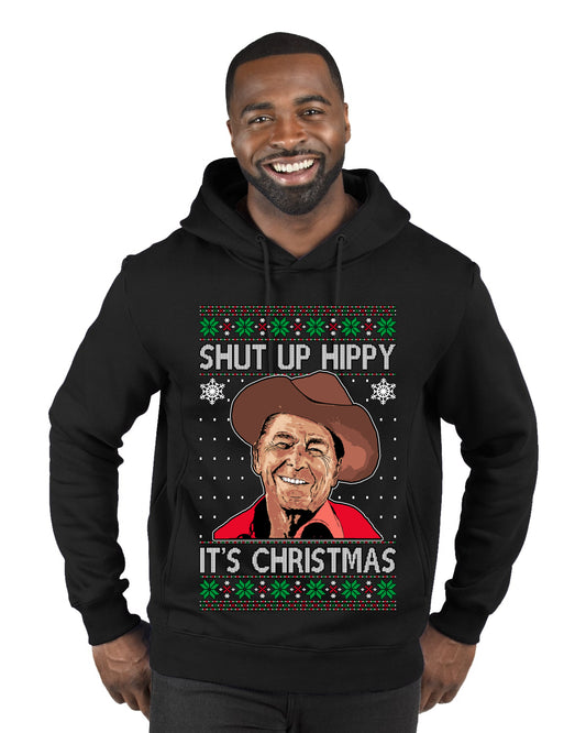 Shut Up Hippy It's Christmas , Merry Christmas Tee, Ugly Christmas,  Sweater Premium Graphic Hoodie Sweatshirt